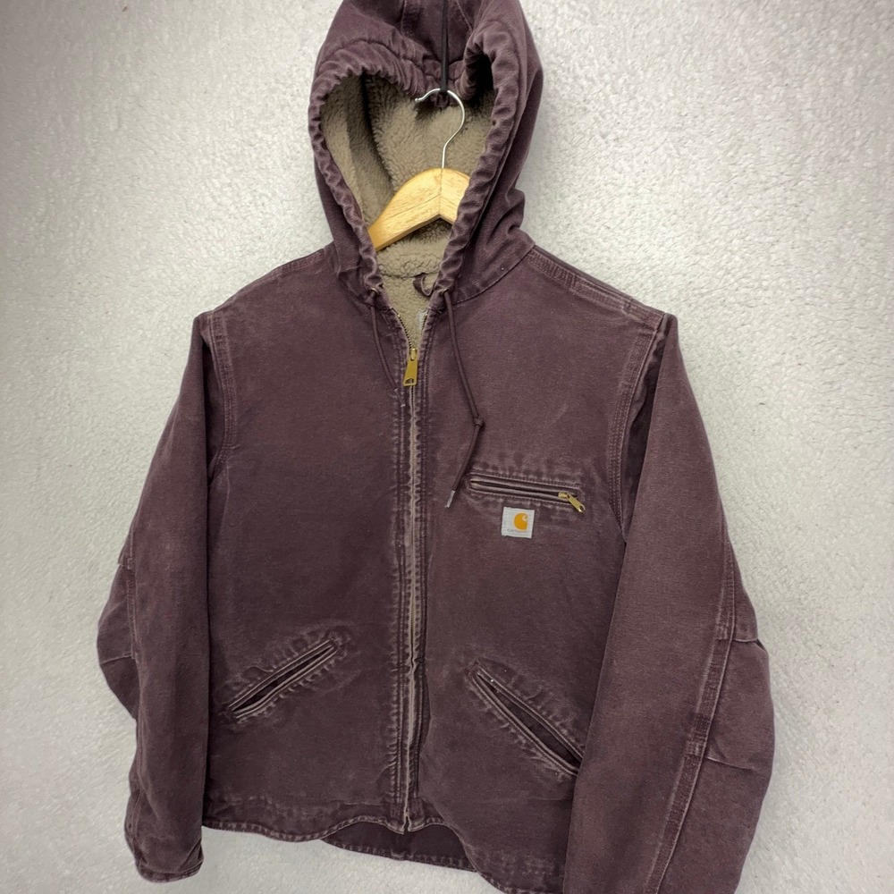 Carhartt Sierra Jacket Sherpa Lined Womens Small WJ141 DWN Deep Wine Purple - Picture 16 of 16